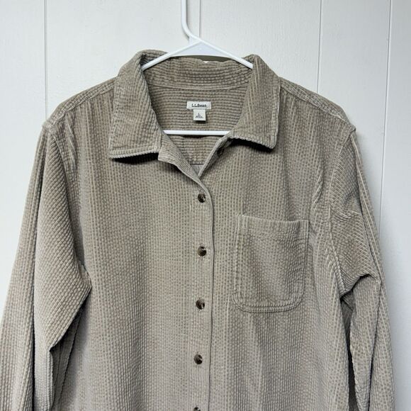 LL Bean Wide Corduroy Long Sleeve Shirt Jacket Relax Fit Women Size L EUC - Picture 2 of 12